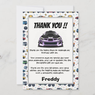 squint eye purple hand drawn art thank you card