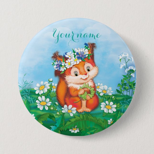 Squirrel 3 Inch Round Button (Front)