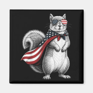Squirrel 4th Of July Us Aamerican Flag Patriotic Magnet