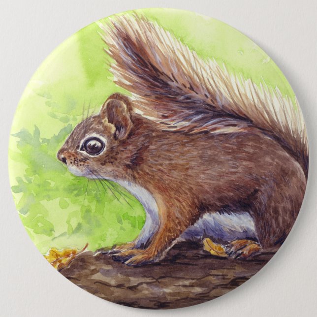 Squirrel 6 Inch Round Button (Front)