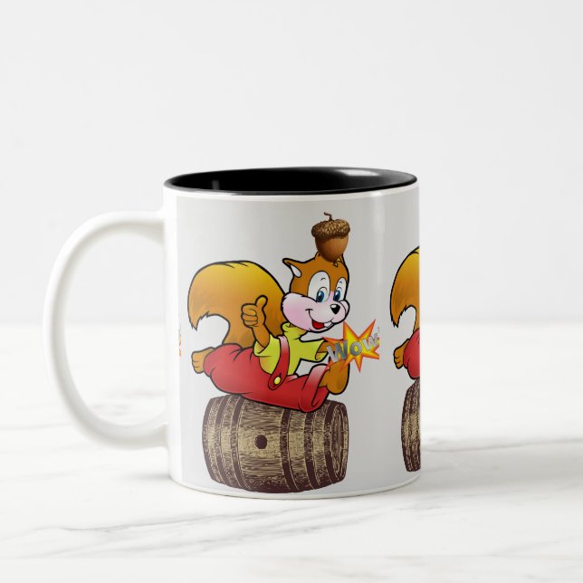 Squirrel Acorn Barrel Grey Mug (Left)