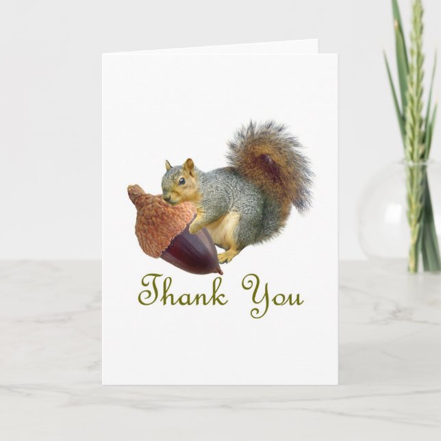 Squirrel Acorn Thank You Card (Front)