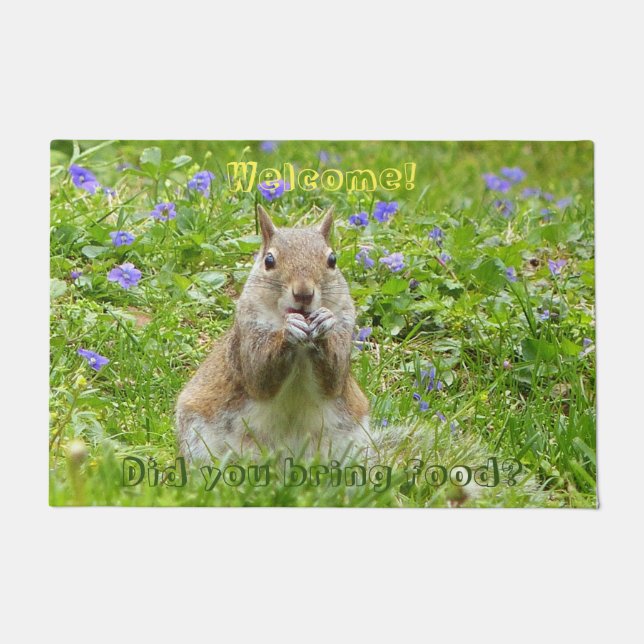Squirrel Amonging Wild Violets Doormat (Front)