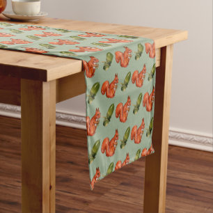 Squirrel and Acorn Pattern Green Short Table Runner