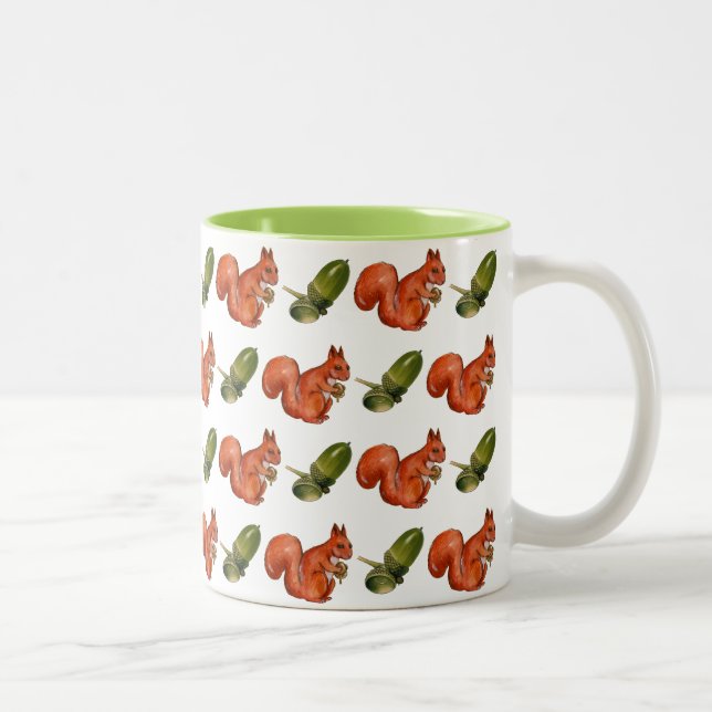 Squirrel and Acorn Pattern Two-Tone Coffee Mug (Right)
