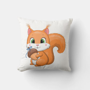 Squirrel and acorn. throw pillow