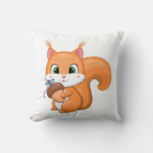 Squirrel and acorn. throw pillow (Front)