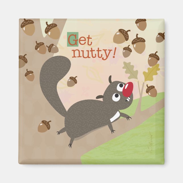 Squirrel and Acorns Magnet (Front)