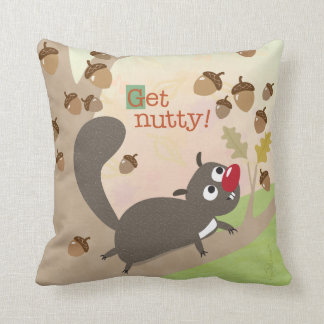 Squirrel and Acorns Throw Pillow