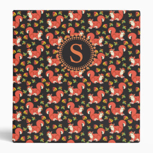 Squirrel and Autumn Leaf Pattern Monogram Binder