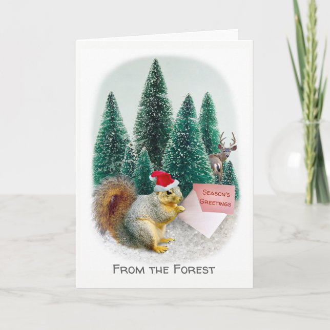 Squirrel and Deer Forest Holiday Card (Front)