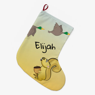 Squirrel and Duck Large Christmas Stocking