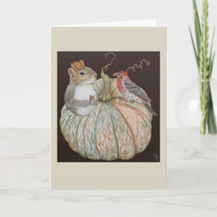 Squirrel and Finch Folded Greeting Card