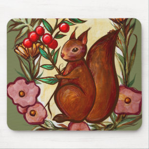 Squirrel and Holly winter Red Squirrels            Mouse Pad