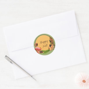 Squirrel and nature with customizable text  classic round sticker