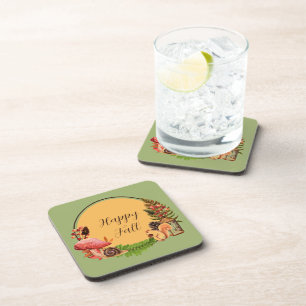 Squirrel and nature with customizable text coaster