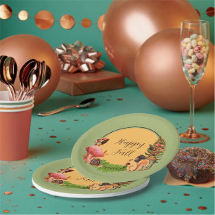 Squirrel and nature with customizable text paper plate