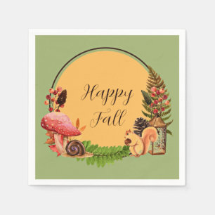 Squirrel and nature with customizable text throw p napkin