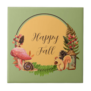 Squirrel and nature with customizable text  tile