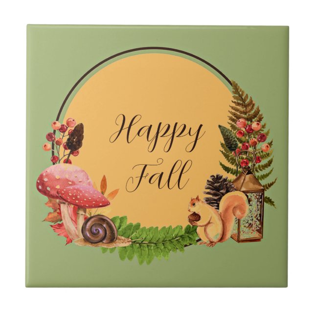 Squirrel and nature with customizable text  tile (Front)