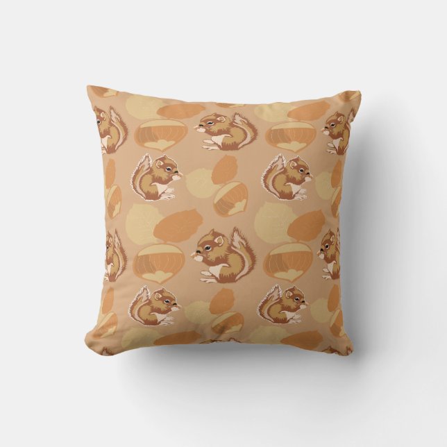 squirrel and nuts patterns throw pillow (Front)