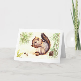 Squirrel and Nuts watercolor greetings Card