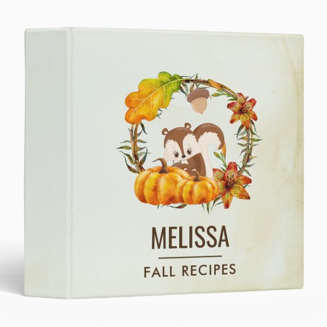 Squirrel and Pumpkins Rustic Wreath Binder (Front/Spine)