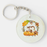 Squirrel and Pumpkins Rustic Wreath