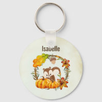 Squirrel and Pumpkins Rustic Wreath Personalized
