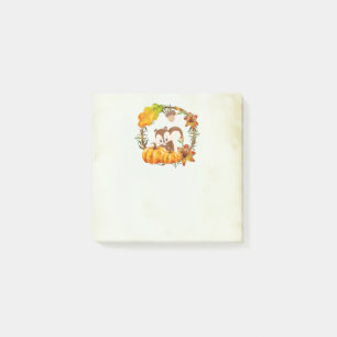 Squirrel and Pumpkins Rustic Wreath Vintage Post-it Notes