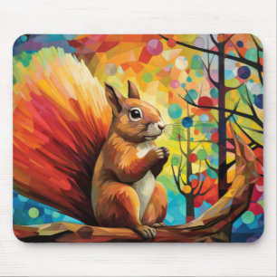 Squirrel Animal Portrait Colourful Painting Mouse Pad