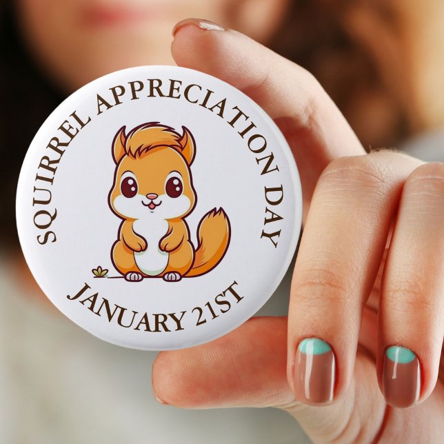 Squirrel Appreciation Day January 21st 2 Inch Round Button (Creator Uploaded)