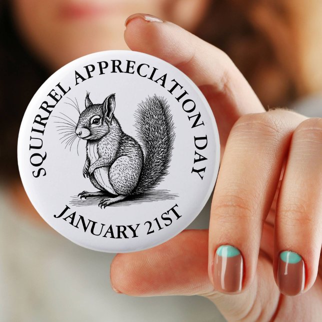 Squirrel Appreciation Day January 21st 2 Inch Round Button (Creator Uploaded)