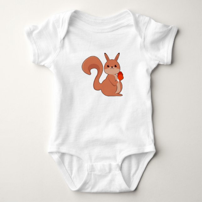Squirrel as Boxer with Boxing gloves Baby Bodysuit (Front)