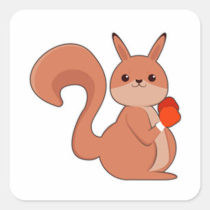 Squirrel as Boxer with Boxing gloves Square Sticker