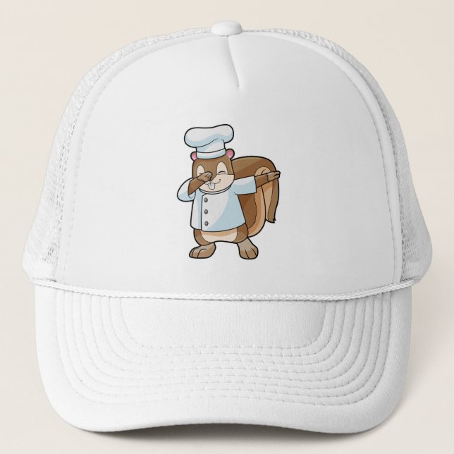 Squirrel as Cook with Cooking apron Trucker Hat (Front)