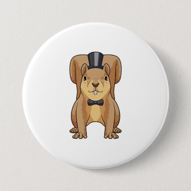 Squirrel as Groom with Suit 3 Inch Round Button (Front)