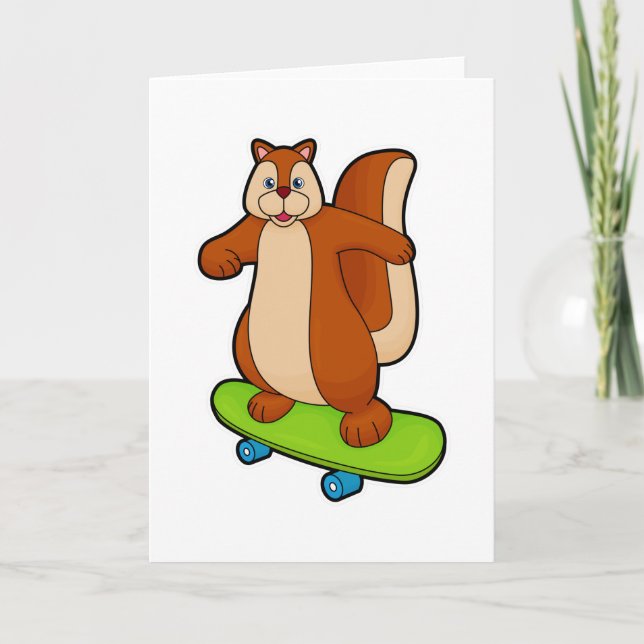 Squirrel as Skater with Skateboard Card (Front)