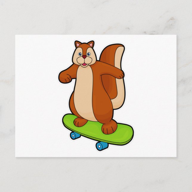 Squirrel as Skater with Skateboard Postcard (Front)