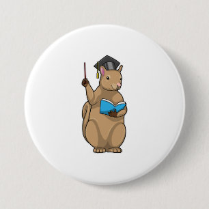 Squirrel as Teacher with Book 3 Inch Round Button