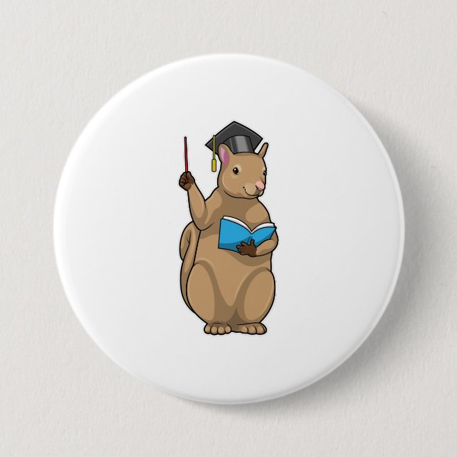 Squirrel as Teacher with Book 3 Inch Round Button (Front)