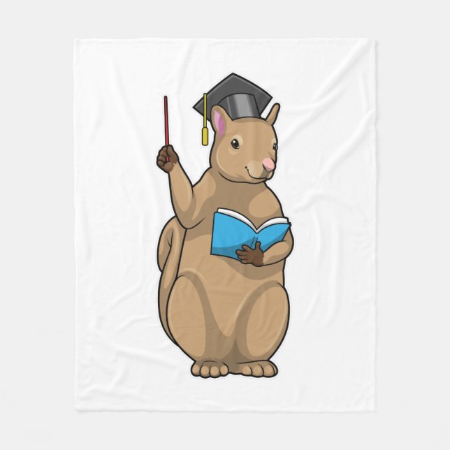 Squirrel as Teacher with Book Fleece Blanket (Front)
