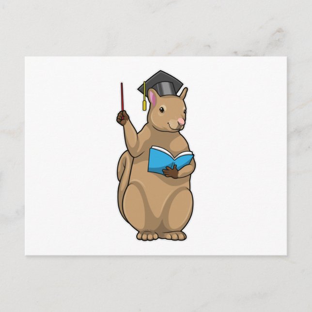 Squirrel as Teacher with Book Postcard (Front)