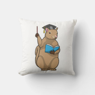 Squirrel as Teacher with Book Throw Pillow