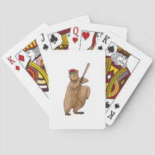 Squirrel at Baseball with Baseball bat Playing Cards