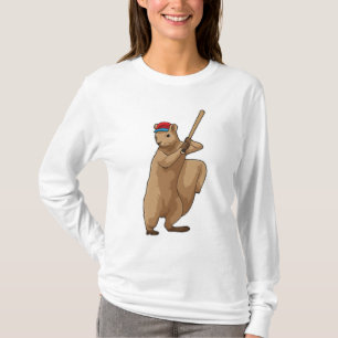 Squirrel at Baseball with Baseball bat T-Shirt
