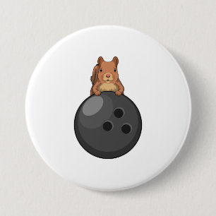 Squirrel at Bowling with Bowling ball 3 Inch Round Button