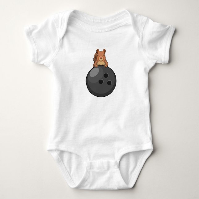 Squirrel at Bowling with Bowling ball Baby Bodysuit (Front)