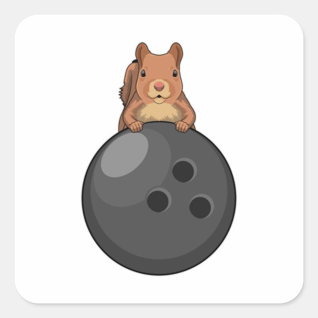 Squirrel at Bowling with Bowling ball Square Sticker (Front)