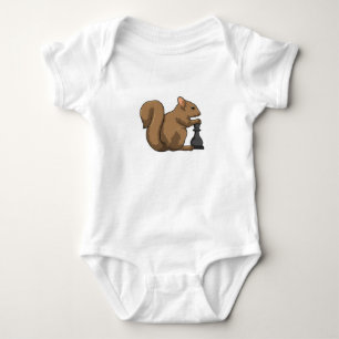 Squirrel at Chess with Chess piece Bishop Baby Bodysuit